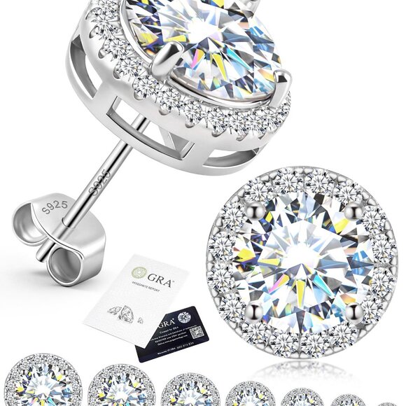 S925 Sterling Silver Moissanite Stud Earrings Hypoallergenic Unisex Gift